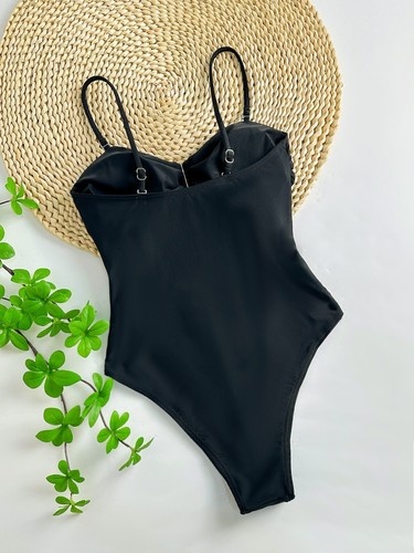 Traje de baño de una pieza Monokini recortado para mujer anillo decoración traje de baño traje de baño - Imagen 13 de 26