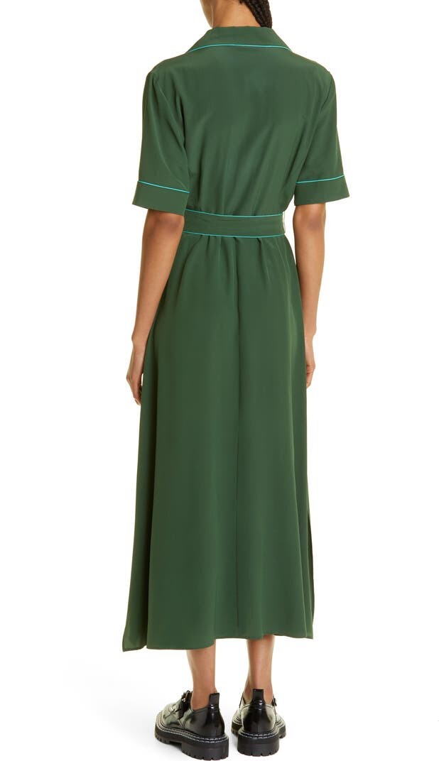 Max Mara Jene Belted Silk Shirtdress Moss Green Sz 8 NWT Max Mara Jene Belted Silk Shirtdress Moss Green Sz 8 NWT