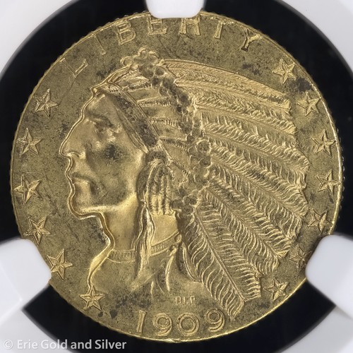 1909 $5 Gold Indian Head Half Eagle NGC MS 62 | Uncirculated UNC - Picture 3 of 4