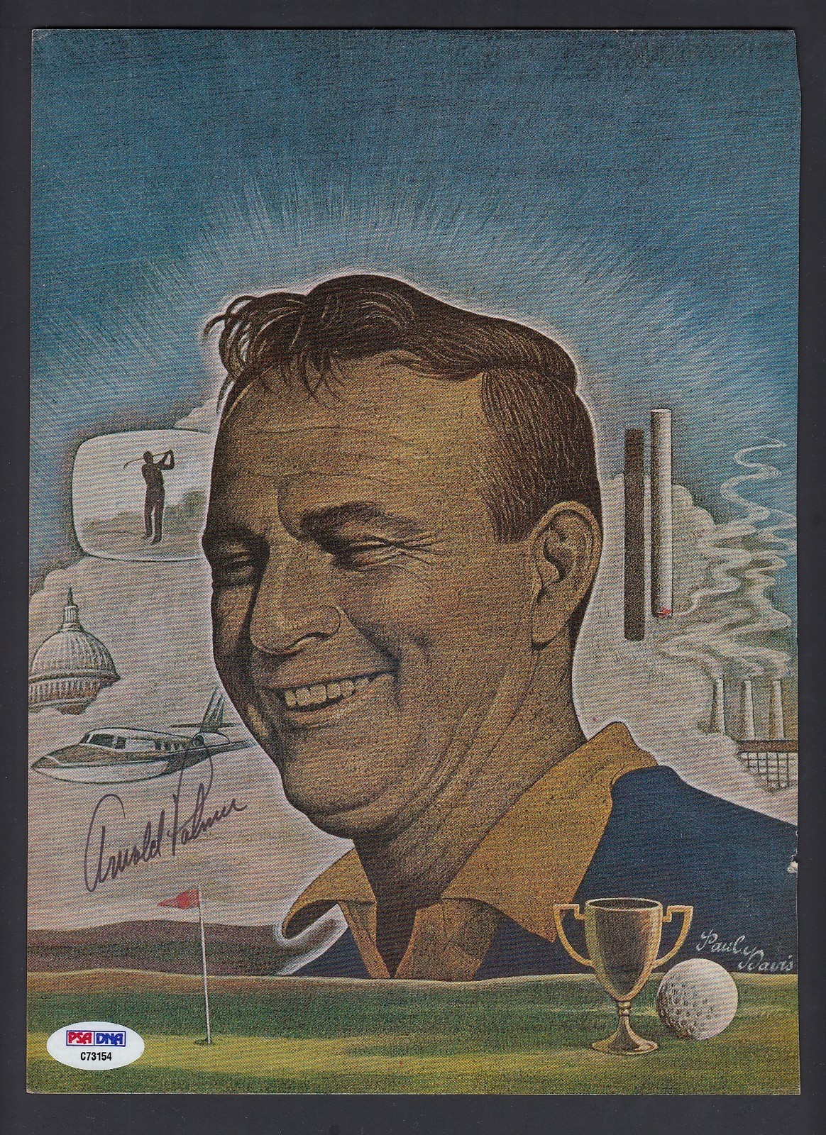 Arnold Palmer Autographed Magazine Page Full Size Photo PSA/DNA Paul Davis Art