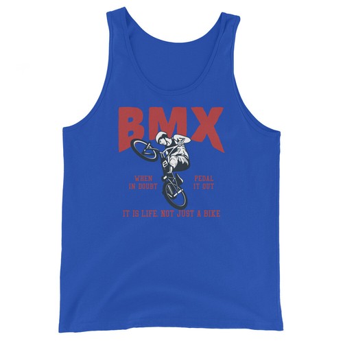 BMX Pedal It Out Unisex Tank Top | Bold Rider Quote Graphic Sport Tee - Picture 14 of 17