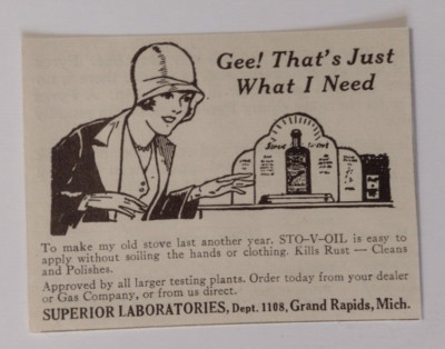 1930 Sto-V-Oil Advertisement Superior Laboratories Grand Rapids, Michigan