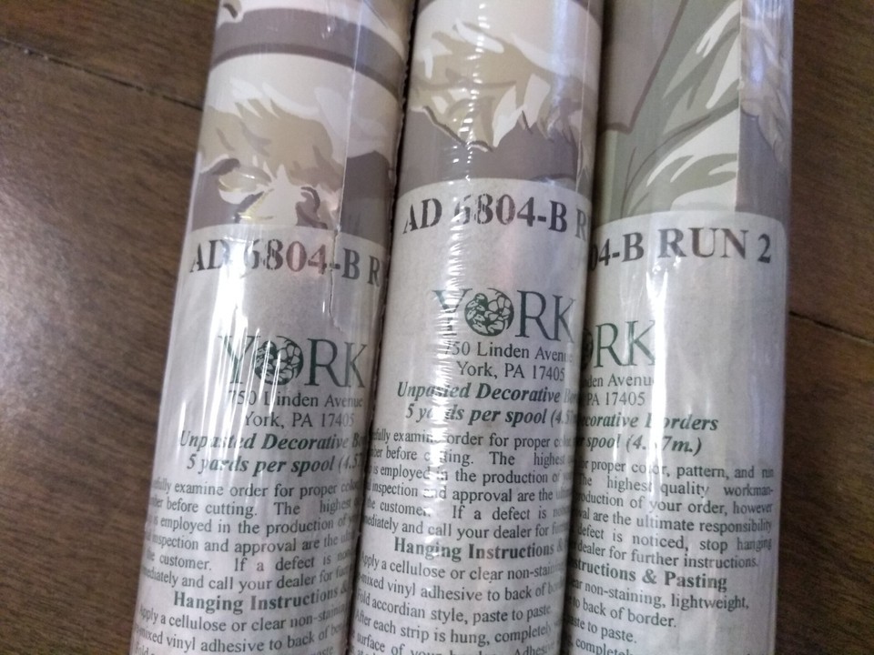 Lot 3 YORK vintage wallpaper Decorative Border Roll NOS AD 6804B