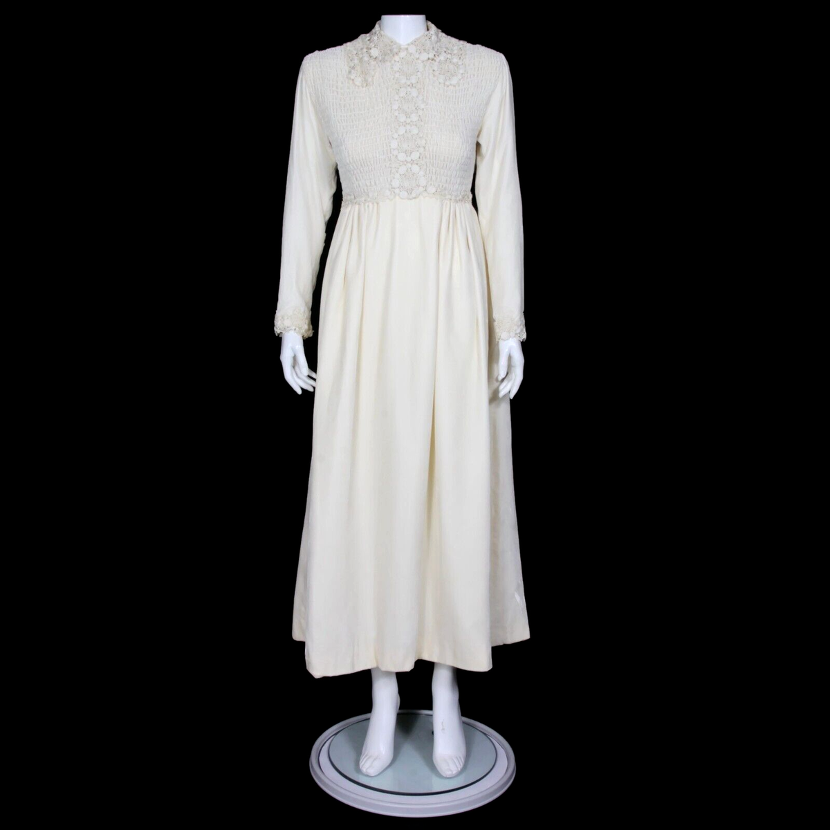 Vintage Velvet Victorian Gothic Cream Gilded Lace Maxi Dress Prairie XS/S -  668 | eBay