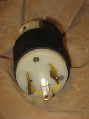 Twist Lock 3 Pin 30 Amp 125 Volt cable end connector, made by Hubbel, used
