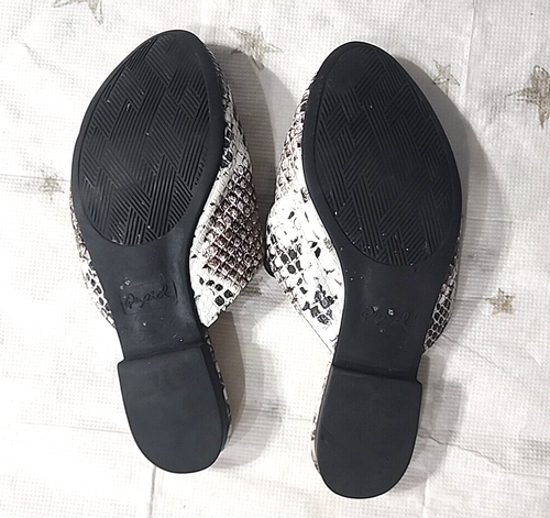Qupid Women's Snake Skin Leather Pointy Toe Slip-on Slides Gold Accent Size 6 - Picture 5 of 8