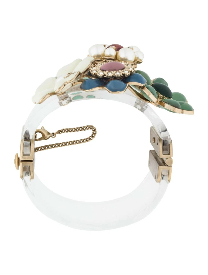 Brazalete Chanel Cuff 2014 Métiers d'Art Paris Gripoix Primavera Perla Floral Foto 2 de 4