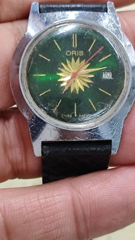 ery Raer Vintage ORIS  Cal715 Green Dial Working - Image 3 of 4