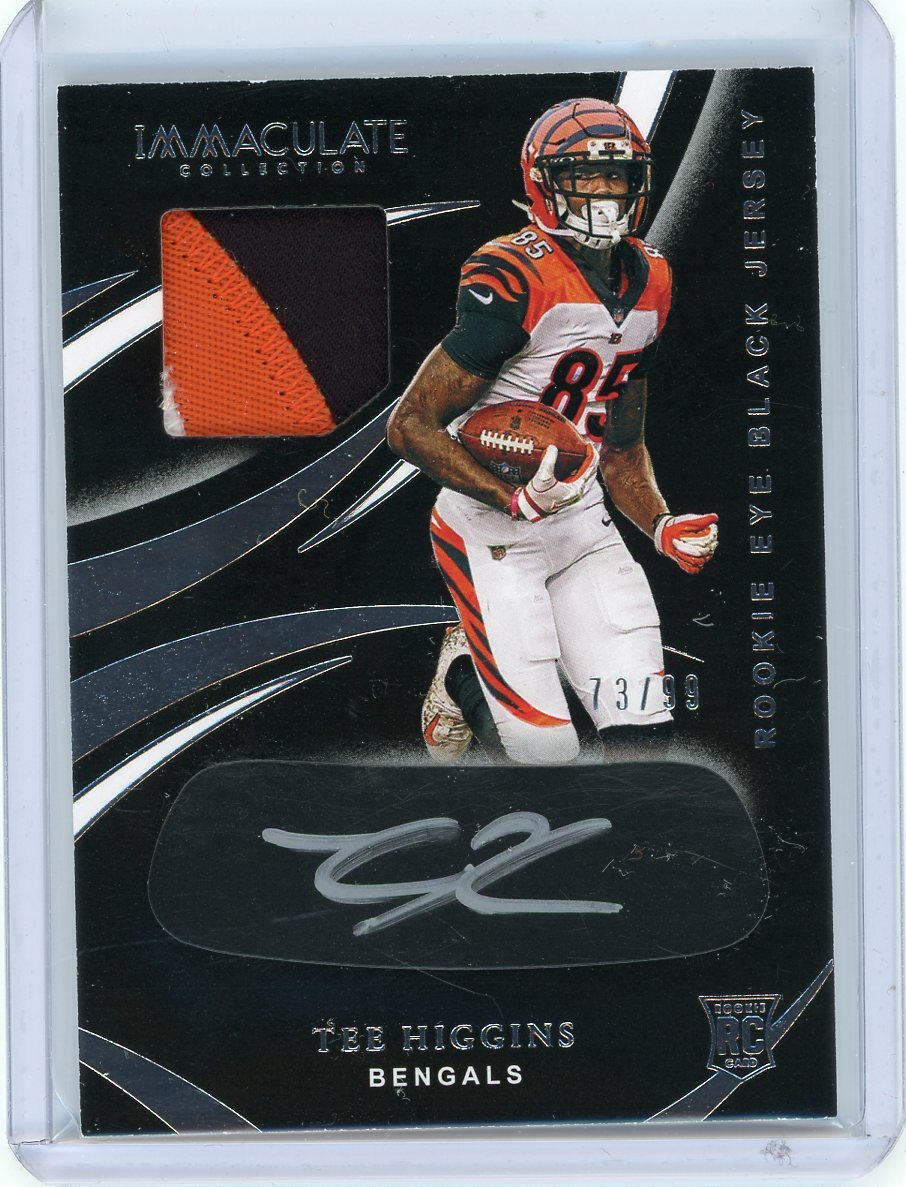 2020 Panini Immaculate Eye Black Rookie Patch Auto #REB-17 Tee Higgins #73/99
