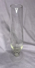 Vintage Footed Etched Daisy Flowers Clear Glass Bud Vase