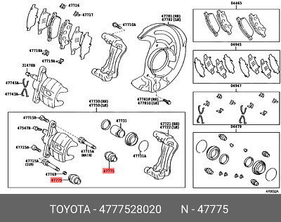 Genuine OE brake caliper guide boot, 4777528020 for TOYOTA 47775-28020