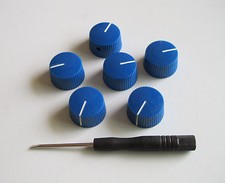 6x Vintage Barrel Guitar AMP Knob Round Amplifier Knobs w/ Set Screw Blue