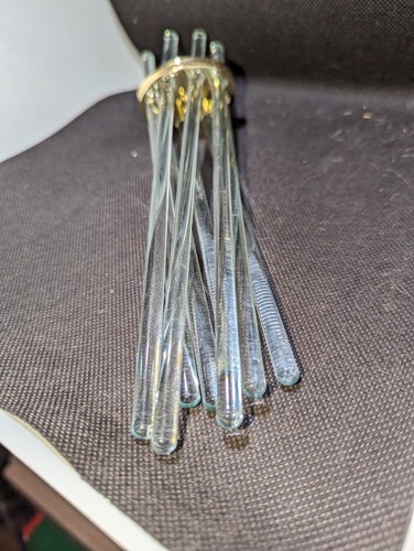 VINTAGE BRASS CHANDELIER PART 8.5" GLASS ROD CLUSTERS (8) HANGING - Picture 4 of 9