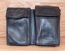 Unbranded/ Generic 6.25" x 4.75" Black Dual Compartment Faux Leather Pouch