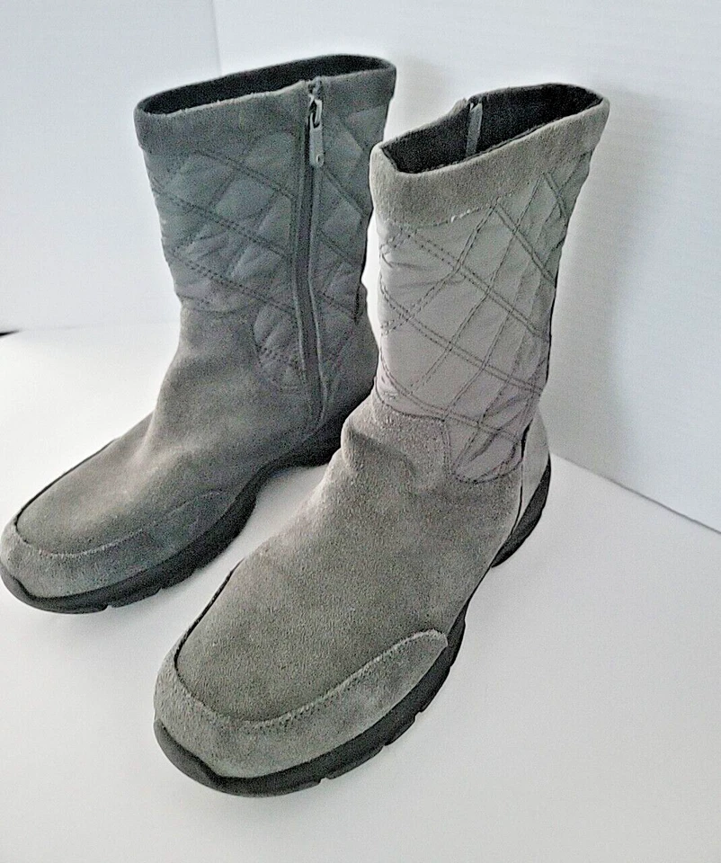 Botas Lands End femininas tamanho 9 1/2 B 444681 acolchoadas camurça todas as condições climáticas zíper panturrilha média - Imagem 3 de 4