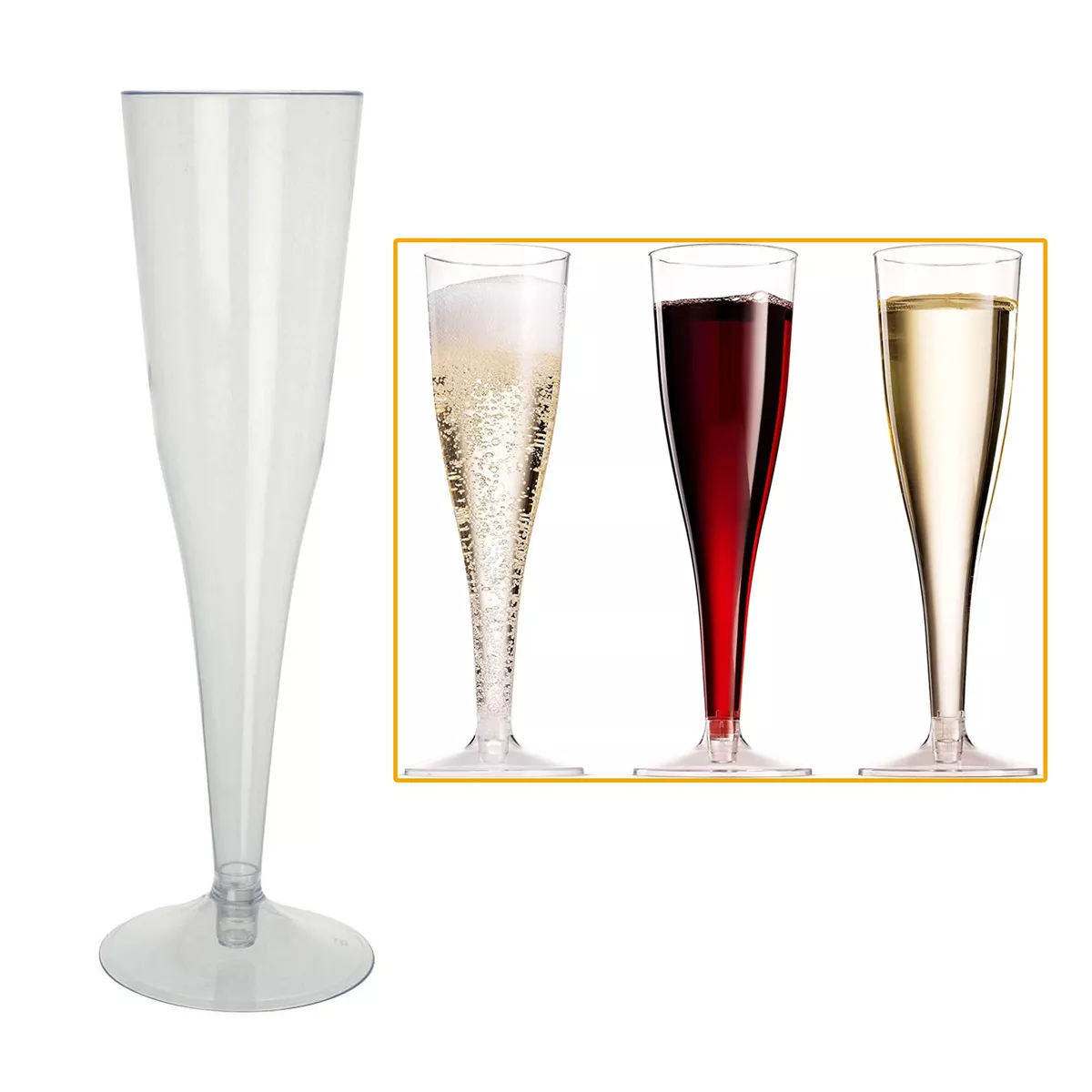 12 Pc Disposable Plastic Champagne Flutes Wine Mimosa Glasses Cups Wedding  6oz