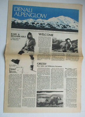 Vintage Denali Alpenglow 1983 Newspaper Vistor Guide Park Jon Waterman 