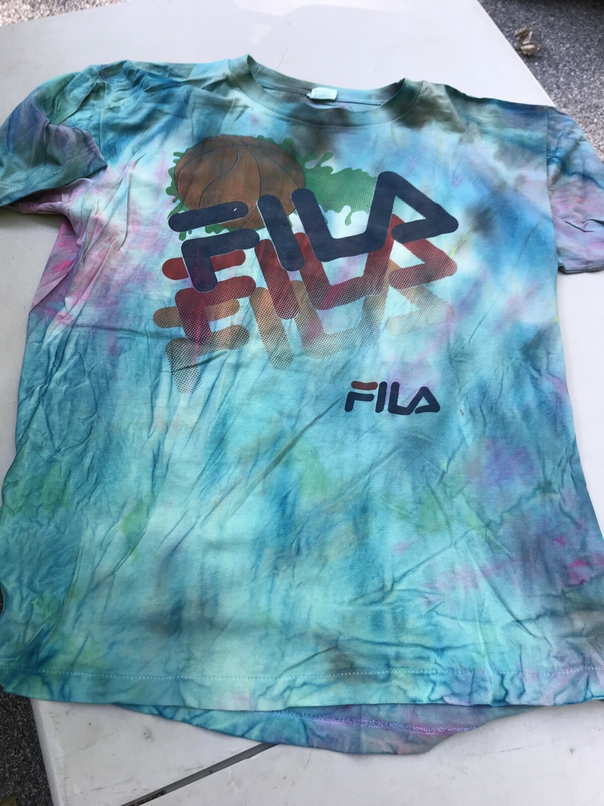 T shirt NBA NBA UOMO VINTAGE BTLG Fila anni '90 Tyedyed l