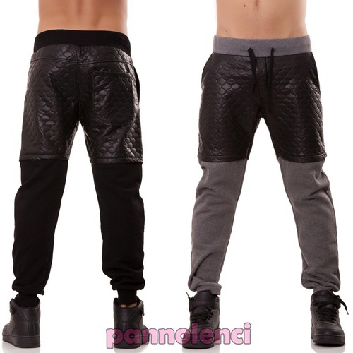 Pantaloni UOMO sport felpati tuta cavallo basso ecopelle harem casual nuovi  1497 | eBay