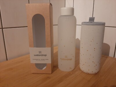 Waterdrop Snow/Blackberry Flasche Frosted Glass Bottle Weiß Gold 600 ml NEU
