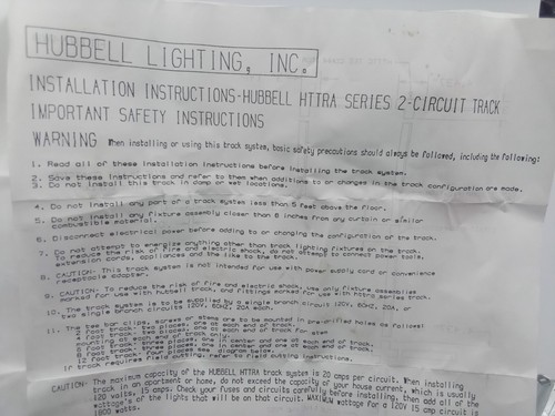 Hubbell ultra series Track 8 Feet Track Lighting Fixture 120 Volt White Finish - Picture 12 of 12