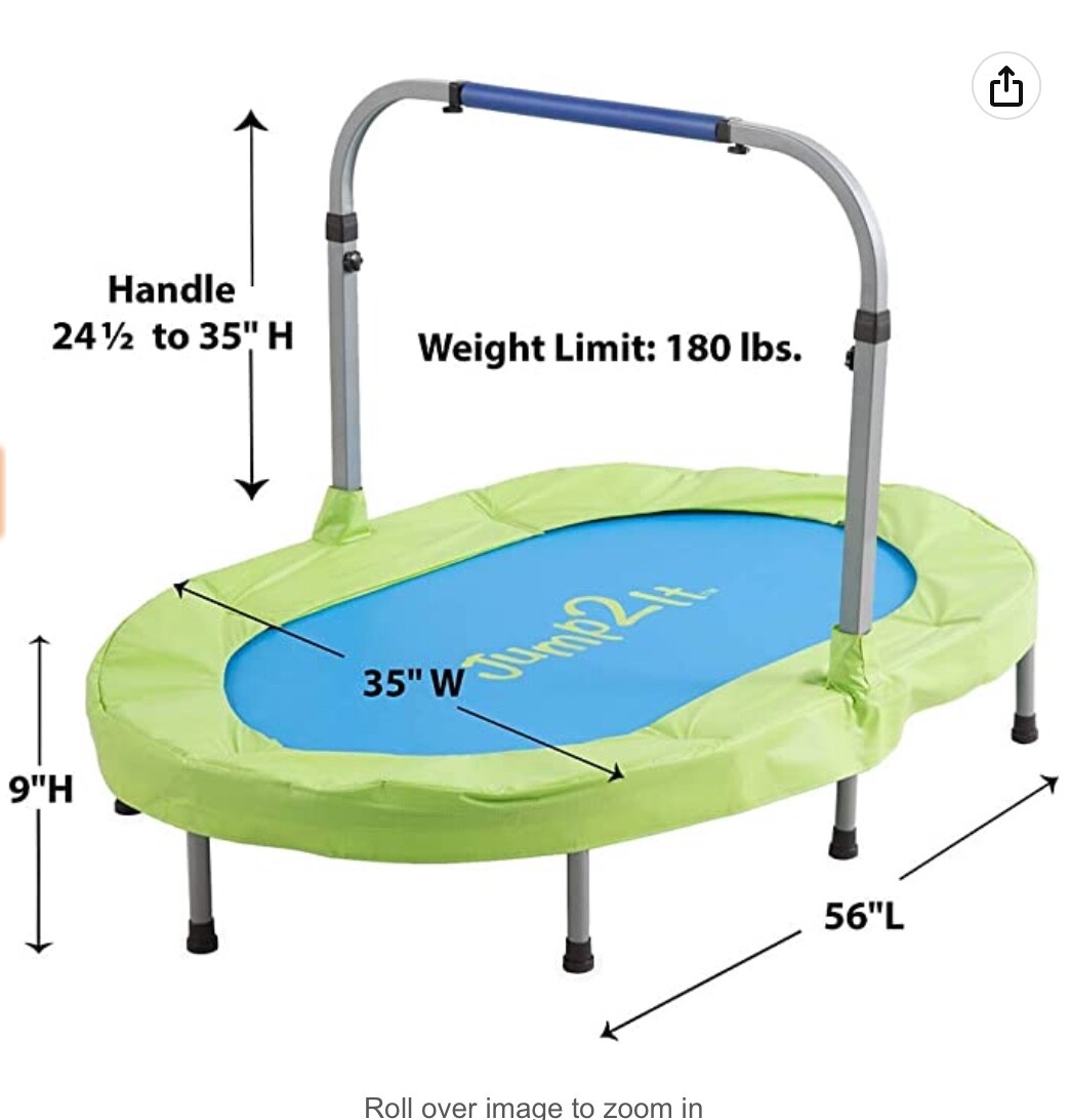 HearthSong Jump2It Fold 'n Store Indoor Trampoline Holds Up to 180 lbs