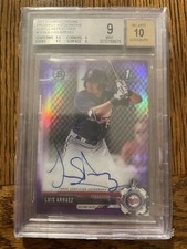 luis arraez 2017 bowman chrome Purple Refractor /250 Beckett 9