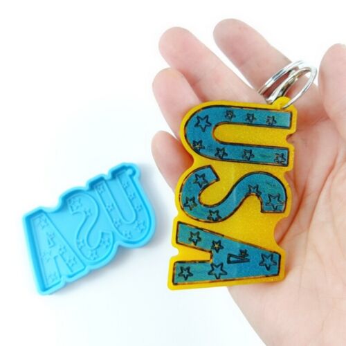 Letters Keychain Epoxy Resin Mold Handmade Necklace Pendant Silicone - Picture 1 of 8
