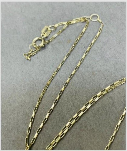 "Cadena de clip con grapas de oro amarillo liso de 14 K de 20" - Imagen 4 de 5