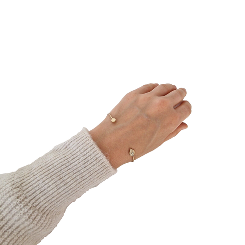 PILGRIM BRACELET CUFF BANGLE LUCKY EYE RHINESTONES GOLD PLATED STAINLESS STEEL - Picture 6 of 8