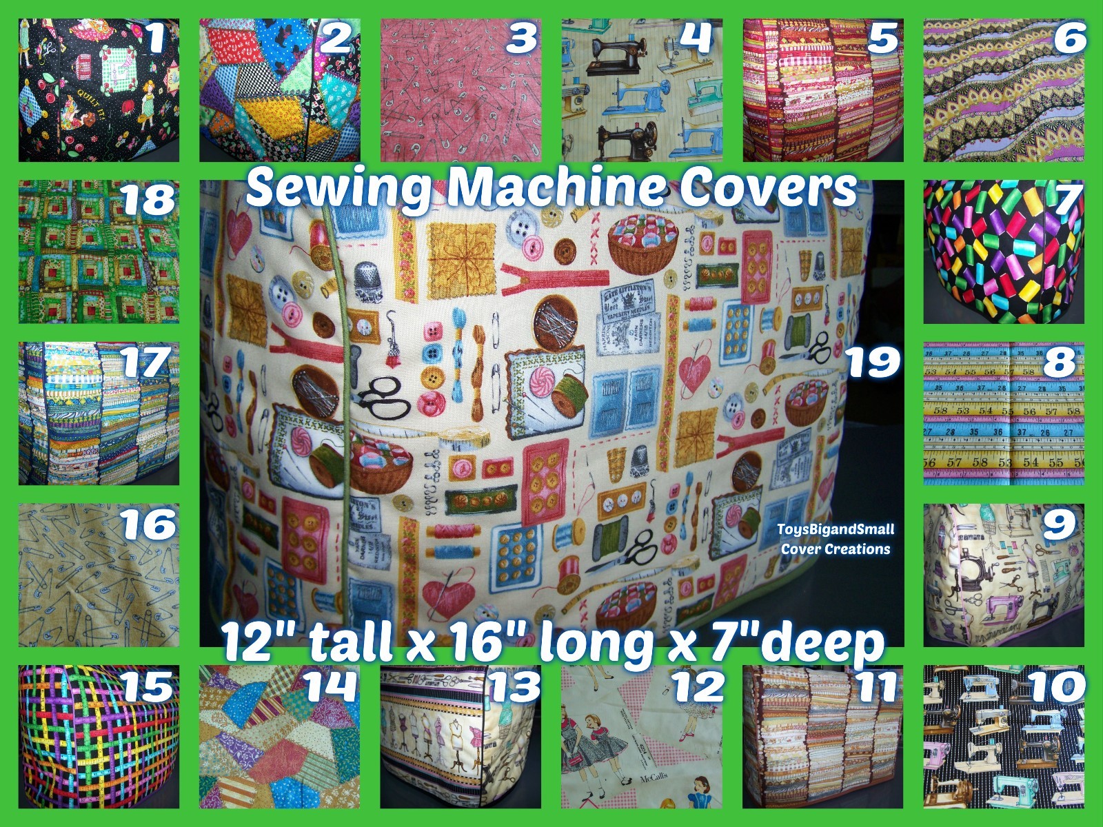 Quilted Sewing Machine Cover with Notions, Patchwork & Fat Quarters - New-image