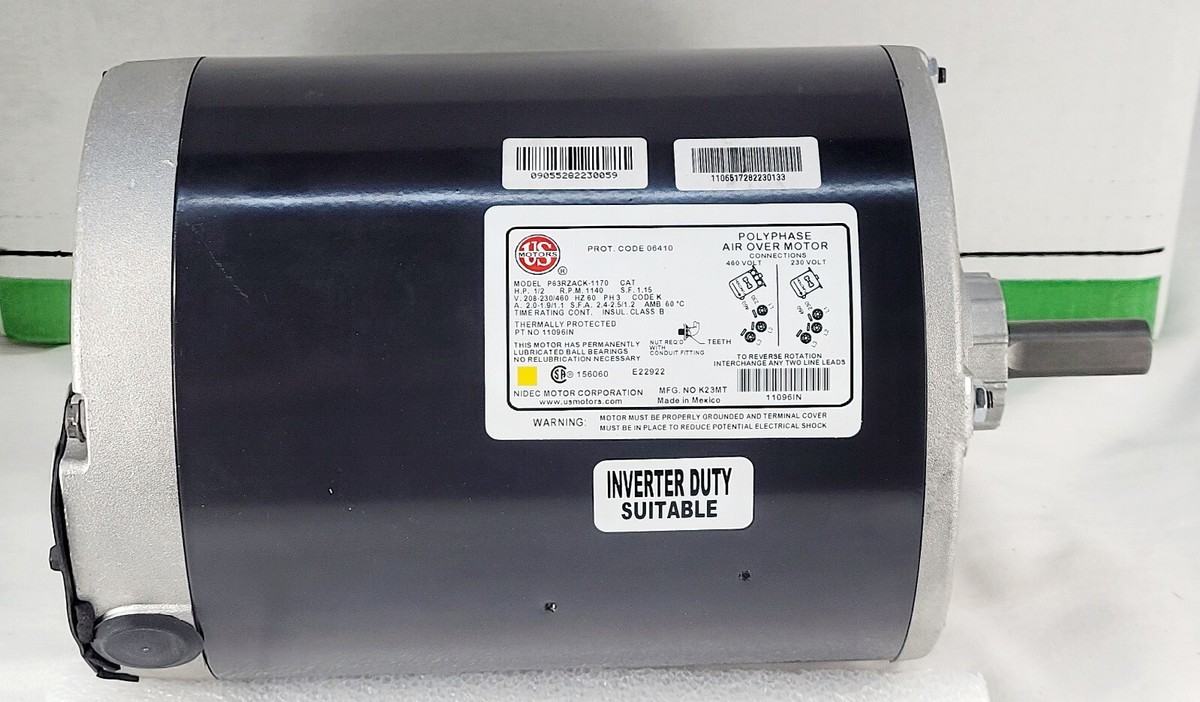 Hussmann 11096IN Electric Motor 1/2HP 230/460 60HZ 3PH 1140 Hussmann 11096IN Electric Motor 1/2HP 230/460 60HZ 3PH 1140