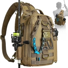 Fishing Tackle Backpack with Rod & Gear Holder, Lightweight Outdoor Water-Resist