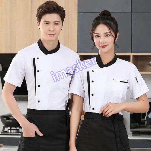 Restaurant Chef Jacket Top Long Short Sleeve Hotel Cafe Kitchen Work Wear - Picture 5 of 42
