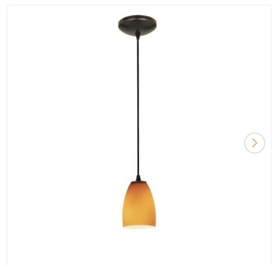 Access Lighting Sherry Oil-Rubbed Bronze Metal Pendant w/ Amber Glass Shade