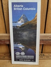 1990 AAA CAA Alberta British Columbia Vintage Street Map