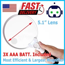  3 LED 3 Lens Large Handheld Magnifier Reading Magnifying Glass Jewelry Loupe