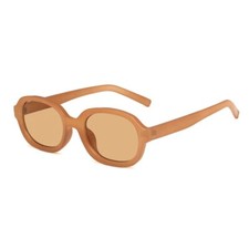 Women  s Oval Small Frame Vintage Trendy Brown Female Hip-Hop Y2K Sunglasses
