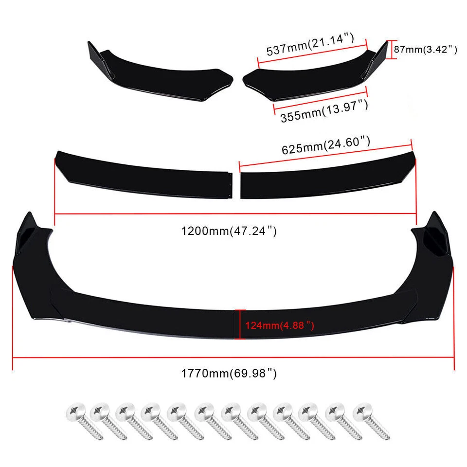 For Hyundai Sonata Sedan Front Bumper Spoiler Body Kit+Side Skirt+Rear Black Foto 2 de 4
