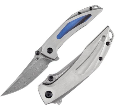 Kansept Knives Baku Folding Knife 3.25'' Damascus Steel Blade Titanium/G10 Handle