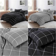 Mateo Stripes Printed Duvet Quilt Covers Reversible Bedding Set With Pillowcases