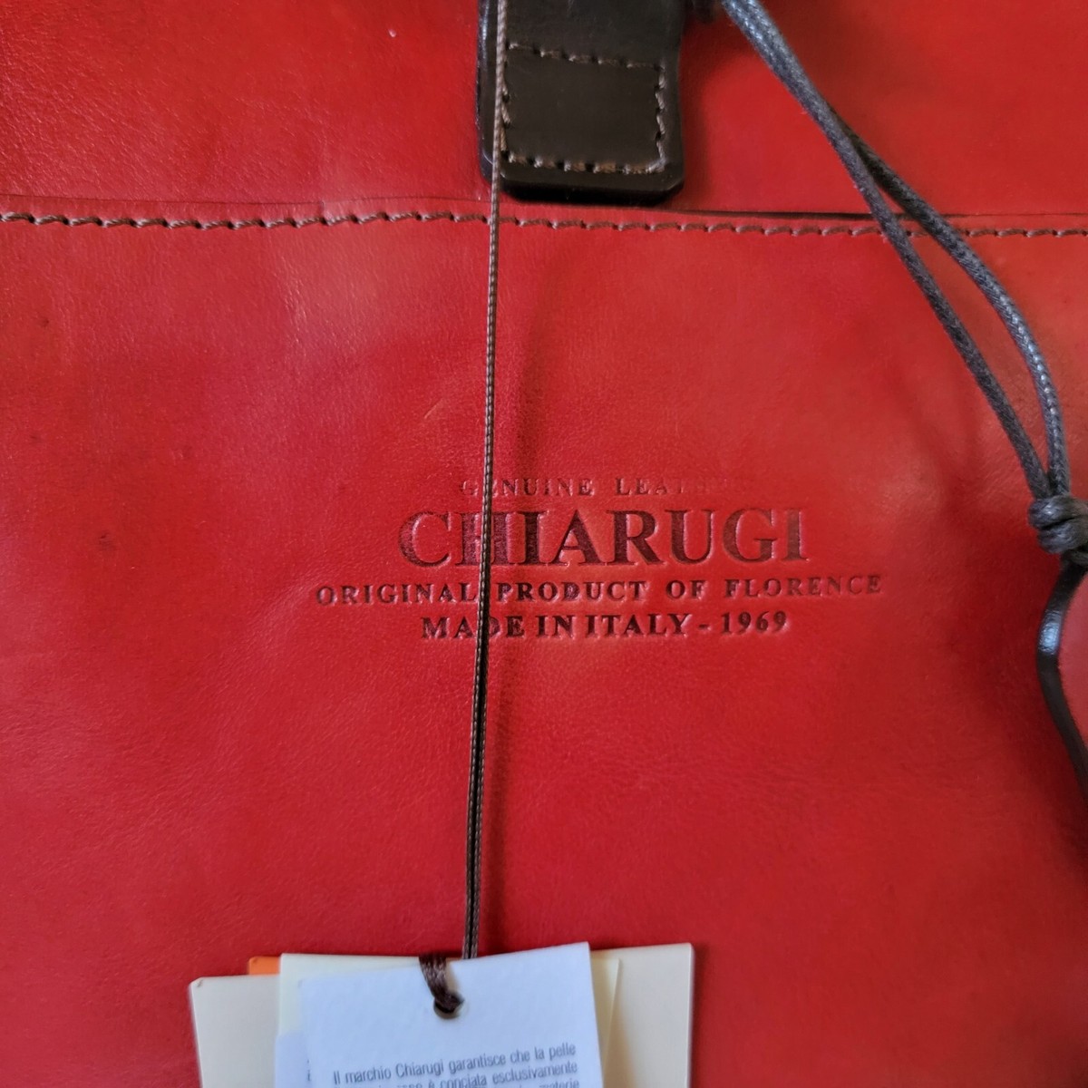 CHIARUGI Italian Red Leather Backpack Travel Bag Daypack New Chiarugi Italian Old Tuscany Red Leather Backpack  main image 3