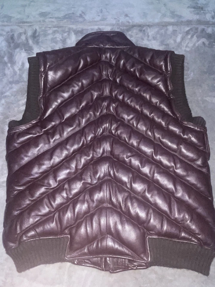 Genuine Leather Burgundy Bubble Puffer Vest - Image 2 of 3