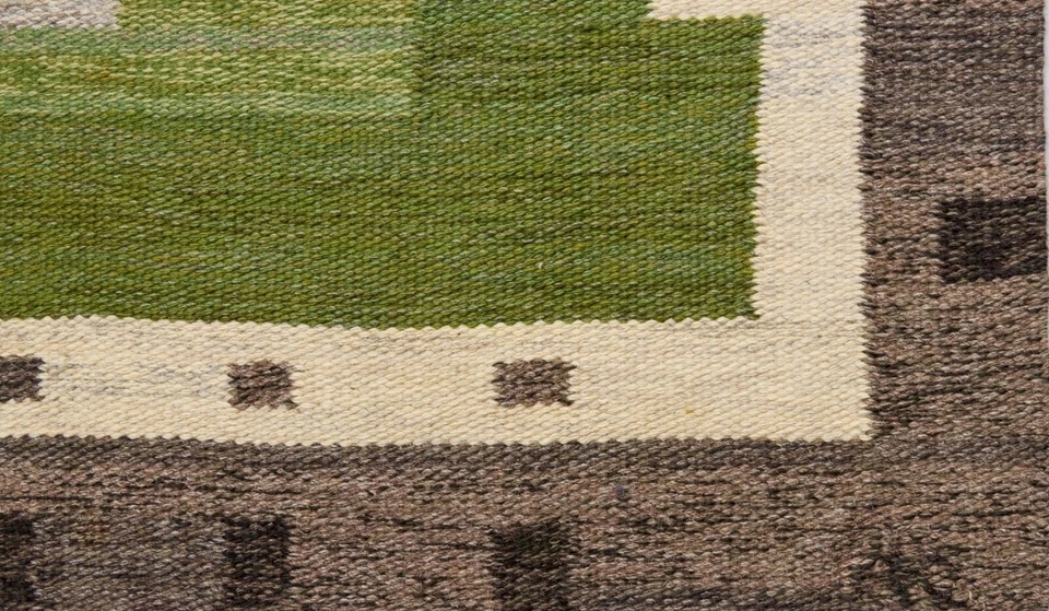 Elegante alfombra vintage escandinava sueca Kilim tejido plano para decoración acogedora del dormitorio Foto 2 de 4