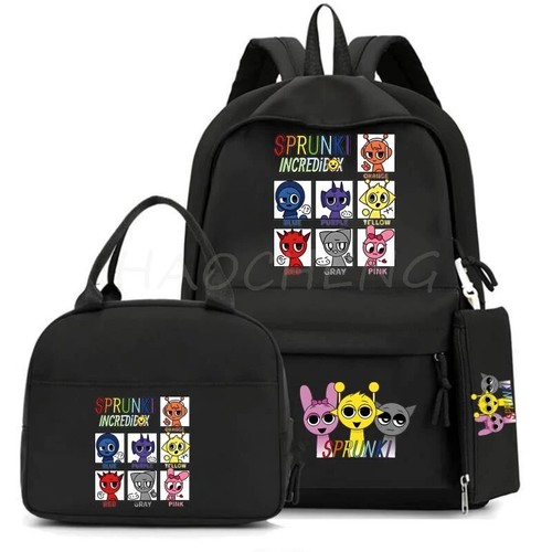Sprunki - Schulranzen bunt Rucksack Schulbüchertasche mit Brotzeittasche Set / 3tlg - Bild 20 von 44