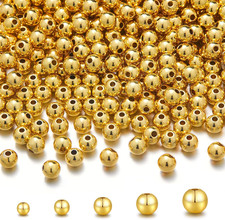 300Pcs 18K Gold Filled Beads for Bracelets 4Mm round Smooth Spacer Mini