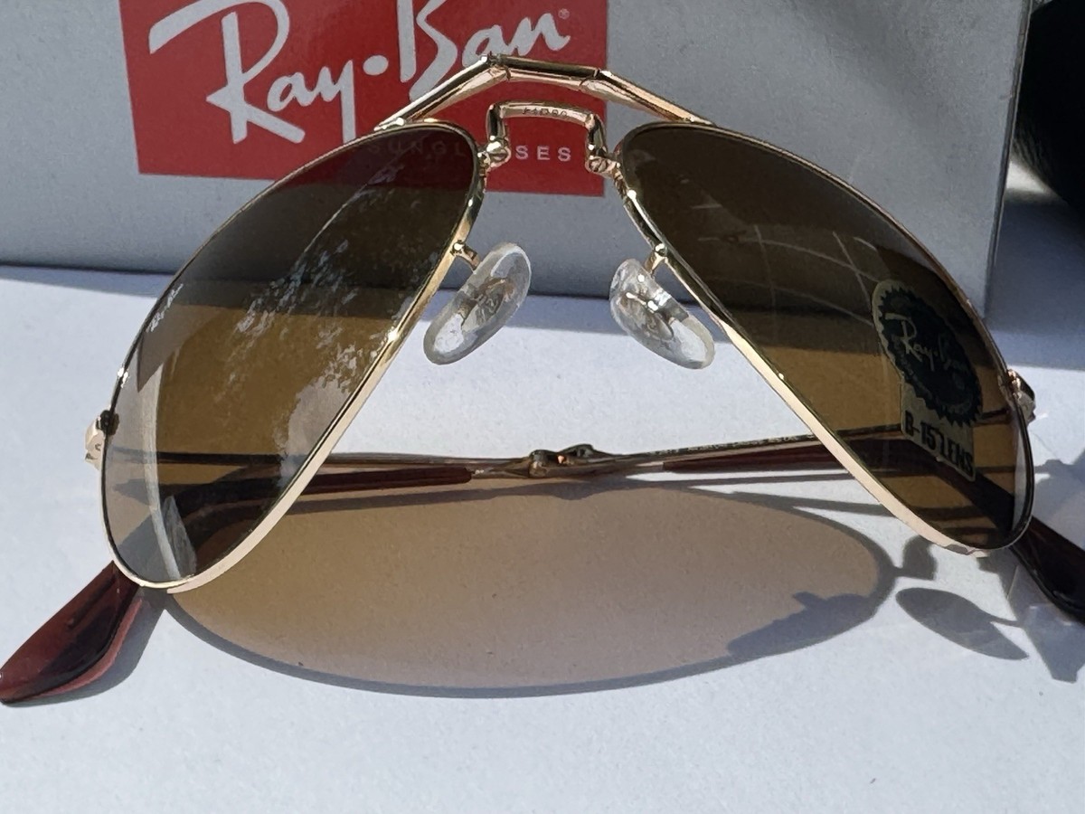 NEW Ray-Ban RB3479 001/33 Folding Aviator Gold B-15 Brown lenses