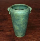 Vintage Weller American Studio Pottery  Art Deco Mottled Matte Green Vase 8"