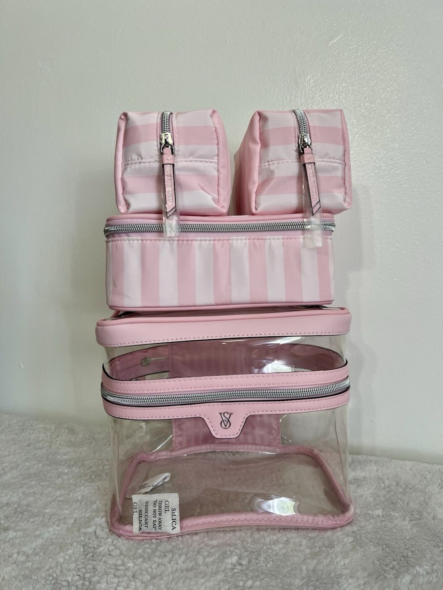 NEW Victoria's Secret 4-Piece Train Case Makeup Bag Set Heritage