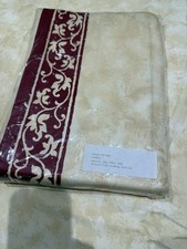 A Pair Of Cream With Burgundy Design Curtains With Valance